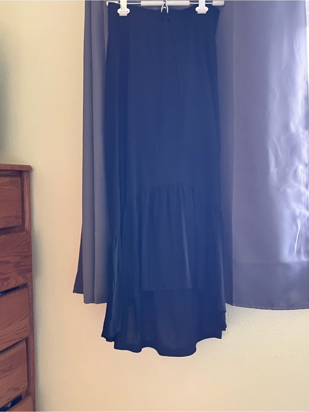 Black high low ruffle skirt